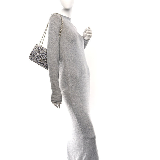 Sequin Mini Flap Gray Black White Pearly White