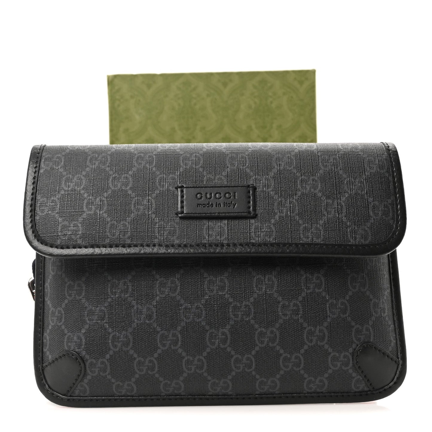 GG Supreme Monogram Web Slim Belt Bag Black Grey