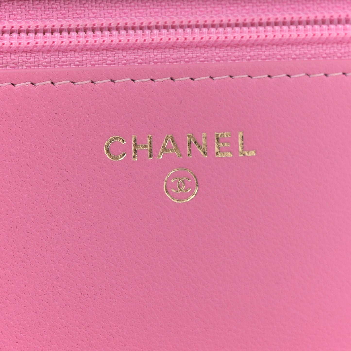 Lambskin Quilted CC Pearl Crush Wallet on Chain WOC Pink