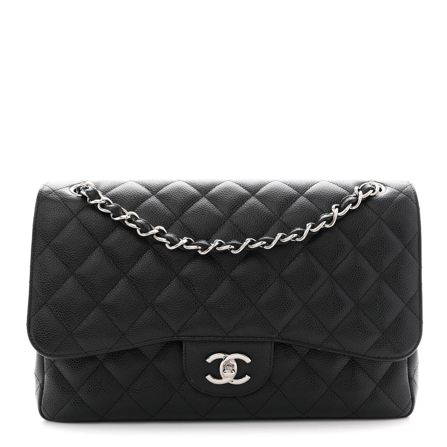 Caviar Quilted Jumbo Double Flap Black