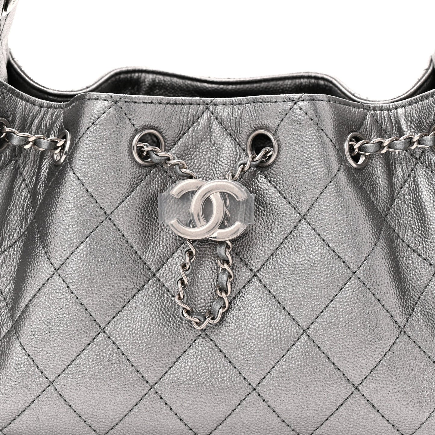 Metallic Caviar Quilted Mini Chanel 25 Handbag Anthracite