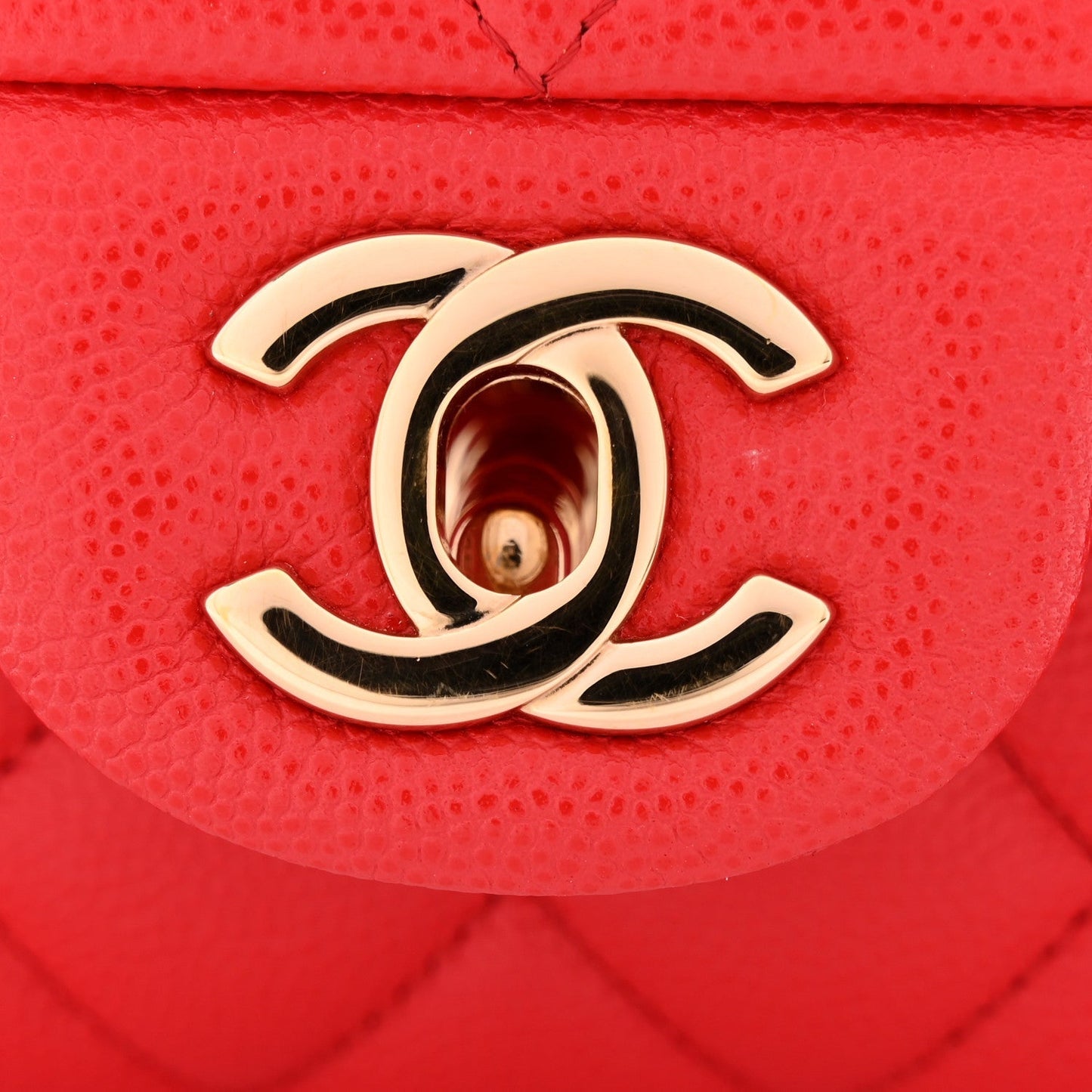 Caviar Quilted Medium Double Flap Red