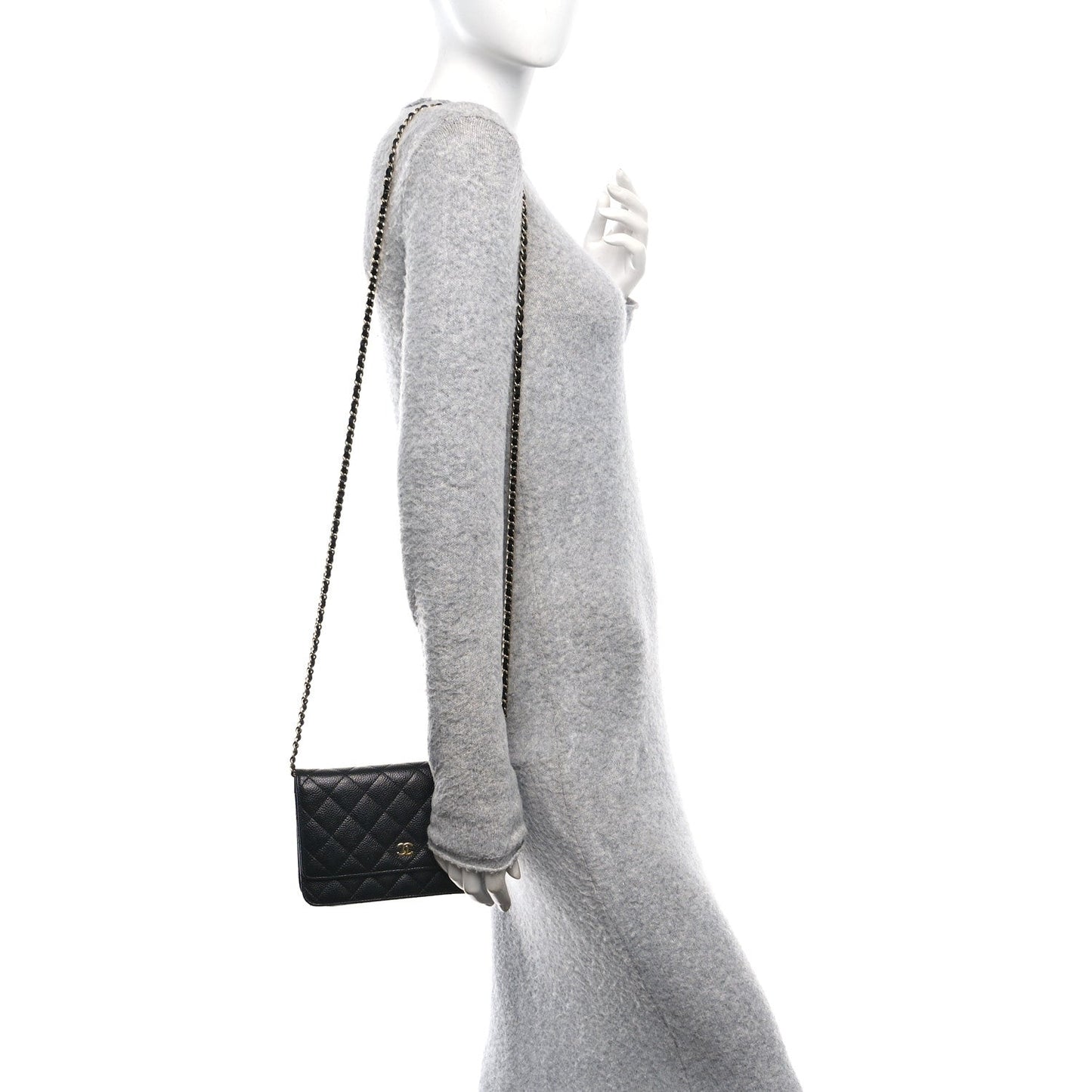 Caviar Quilted Wallet On Chain WOC Black