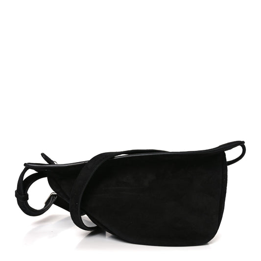 Suede Small Slouchy Banana Bag Black