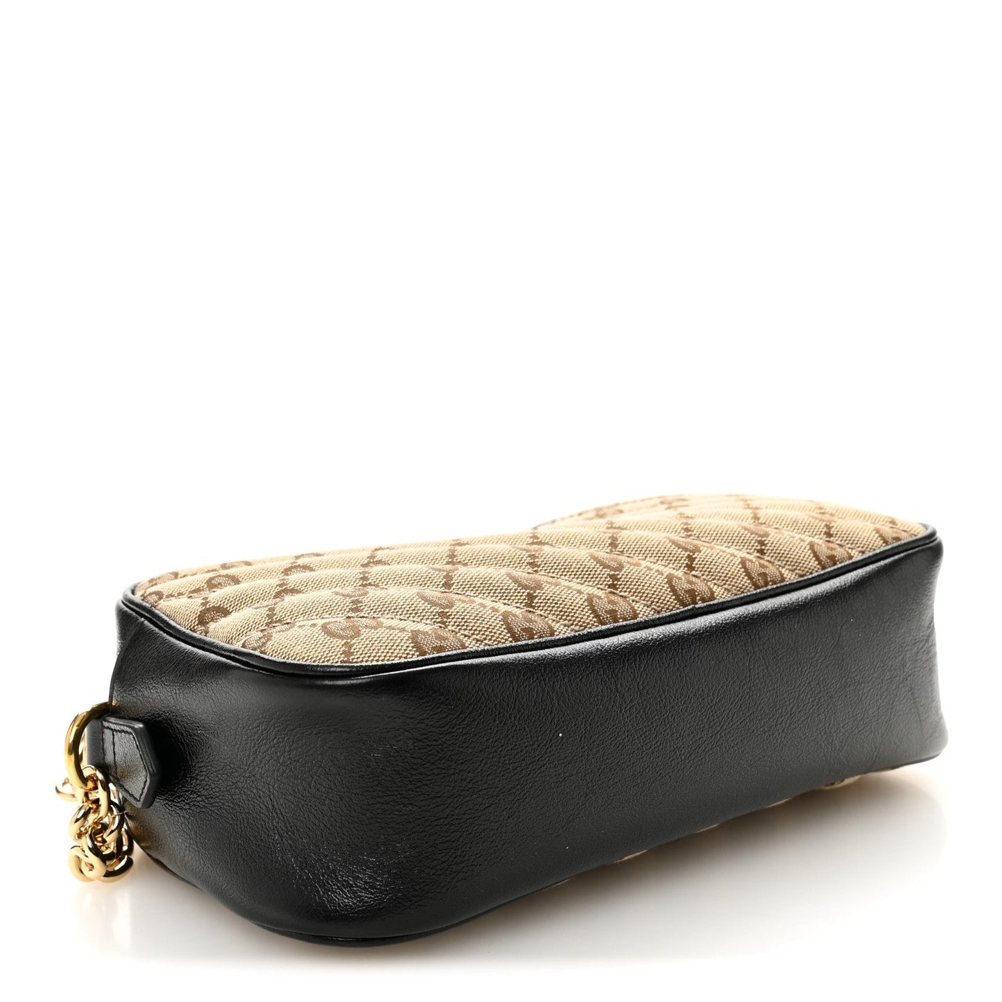 Monogram Matelasse Diagonal Small GG Marmont Chain Shoulder Bag Beige Black