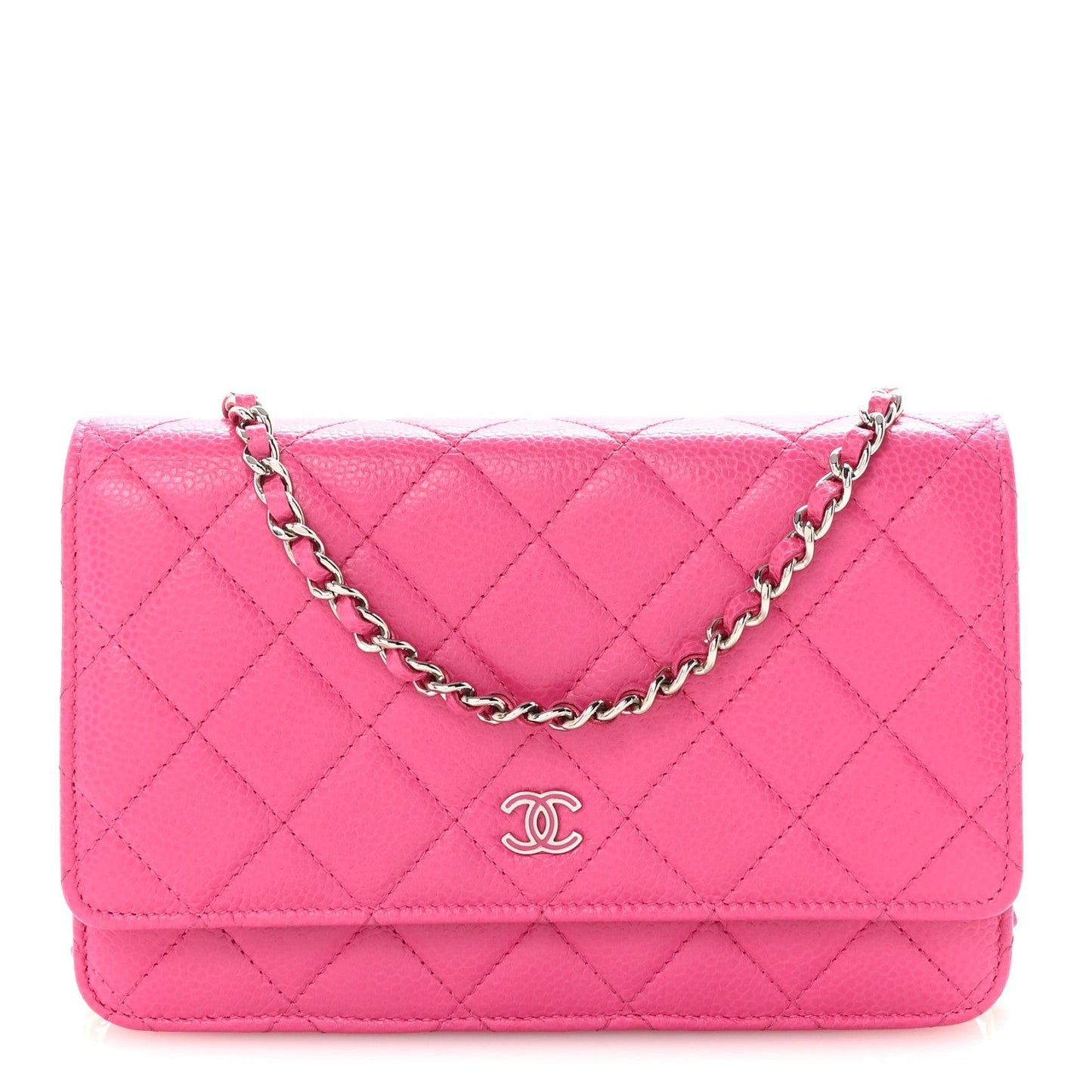 Caviar Quilted Wallet on Chain WOC Pink