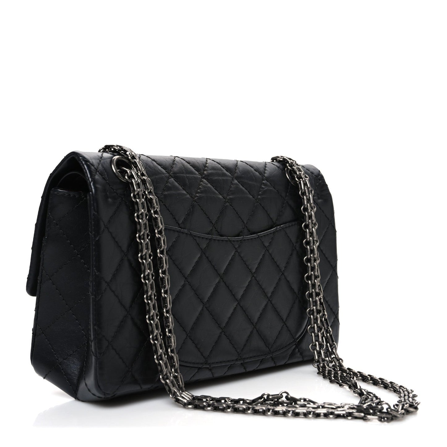 Aged Calfskin Quilted 2.55 Reissue 225 Flap Black