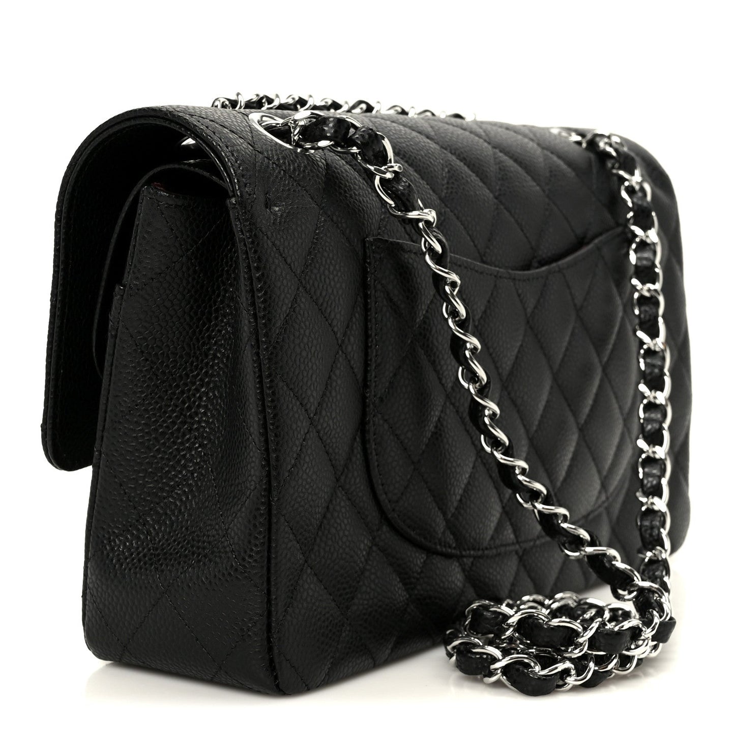 Caviar Quilted Medium Double Flap Black