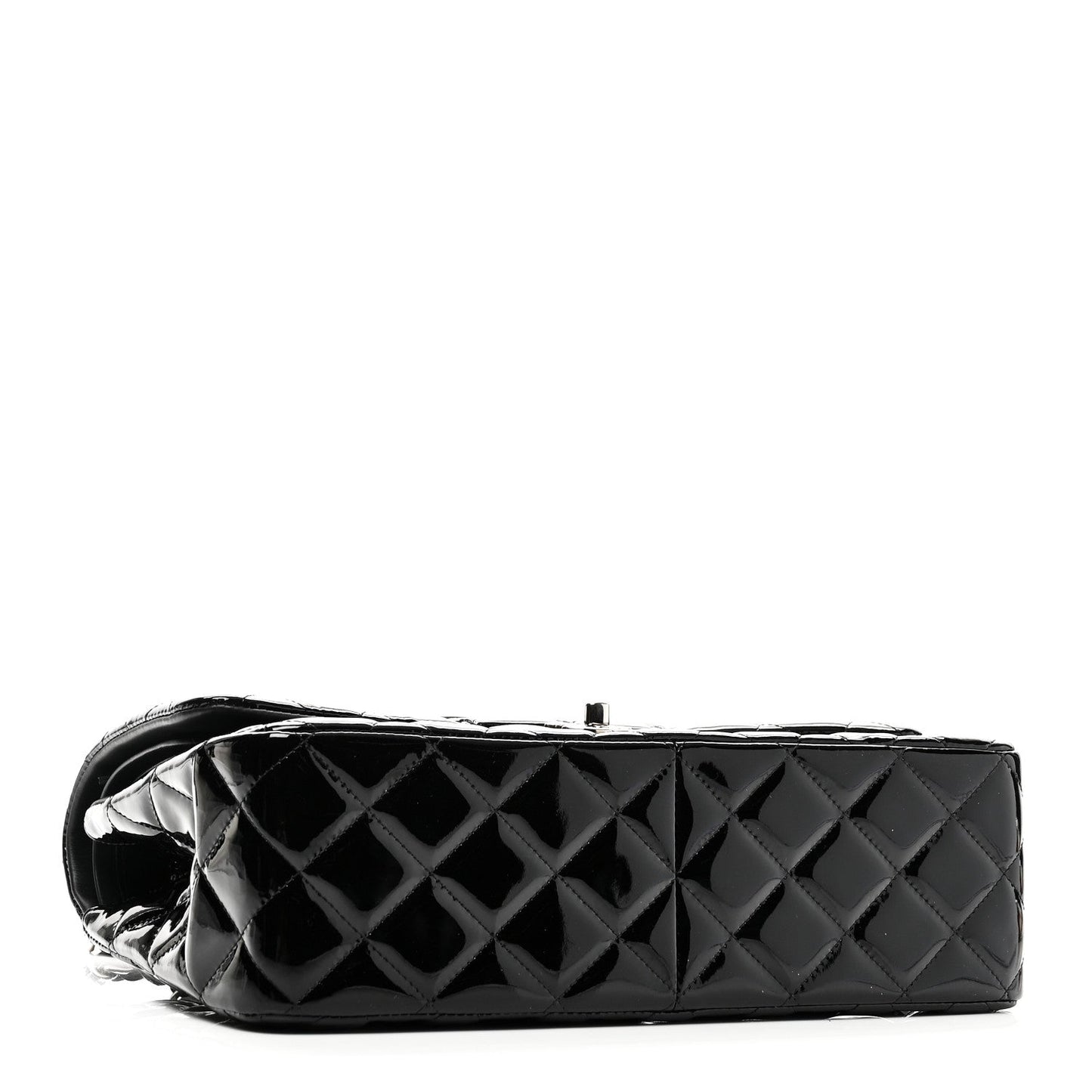 Patent Quilted Jumbo Double Flap Black