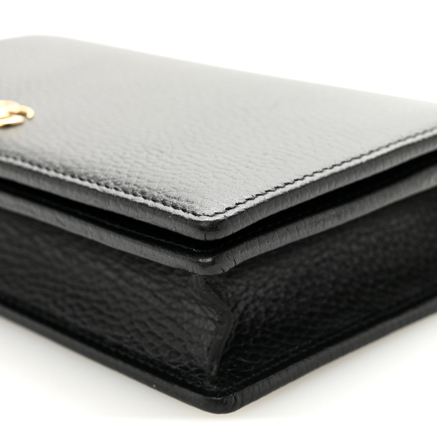 Calfskin Mini GG Marmont Chain Wallet Black