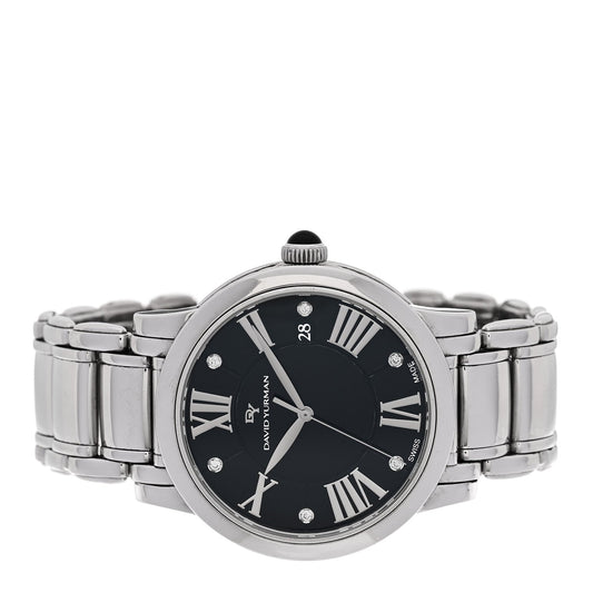 Stainless Steel Diamond 38mm Classic Quartz Watch Black