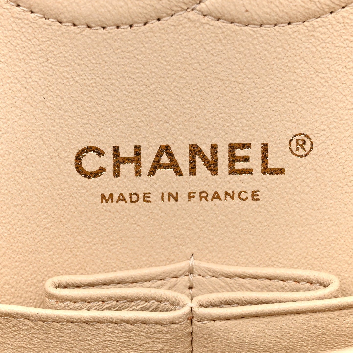 Caviar Quilted Medium Double Flap Light Beige