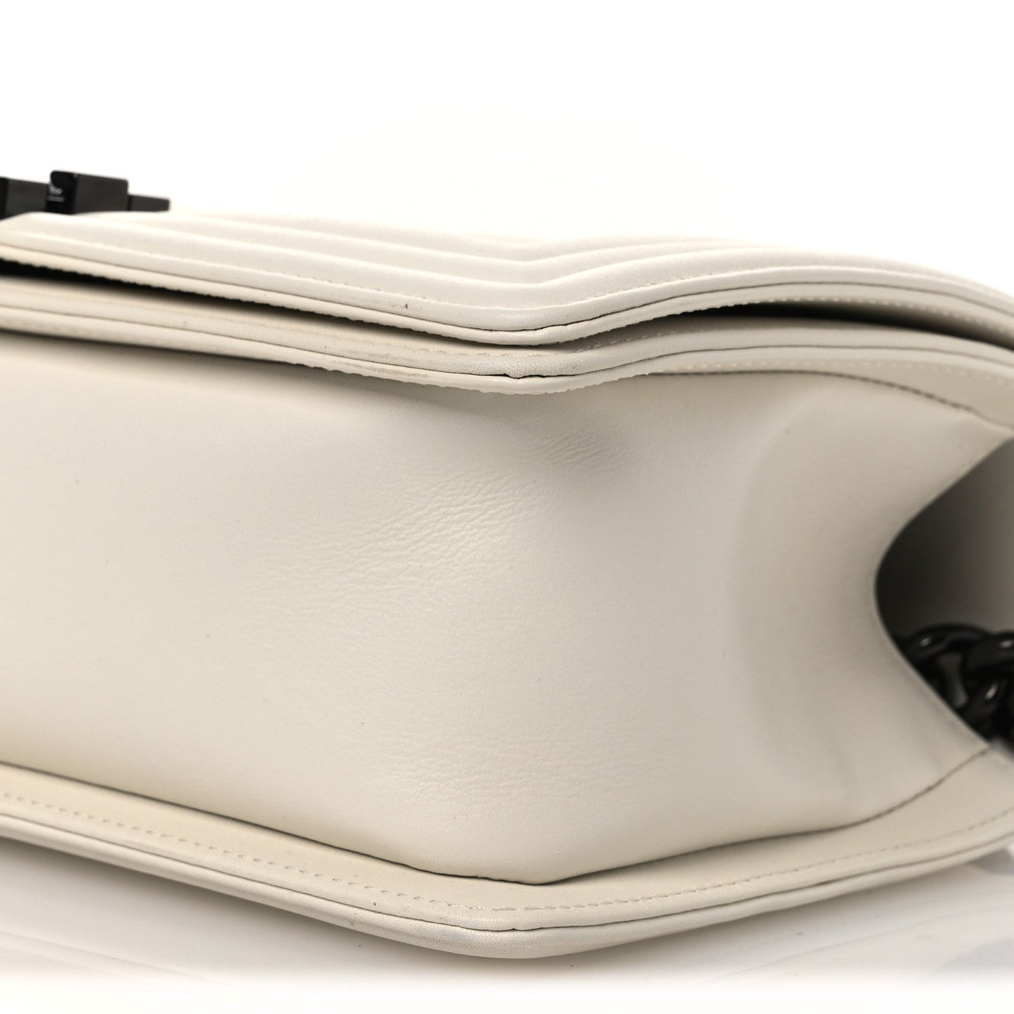 Calfskin Quilted Medium Boy Flap White