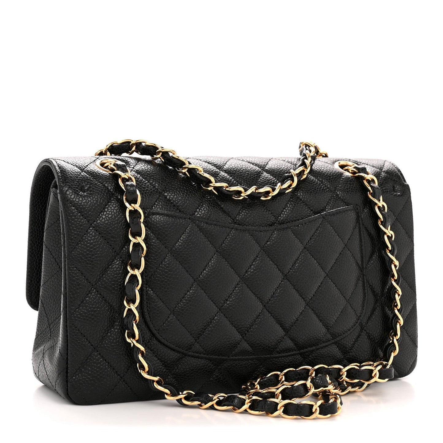 Caviar Quilted Medium Double Flap Black