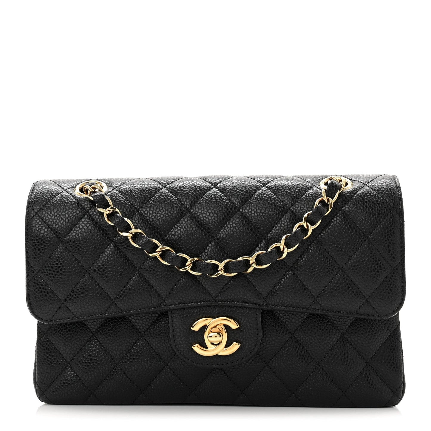 Caviar Quilted Small Double Flap Black