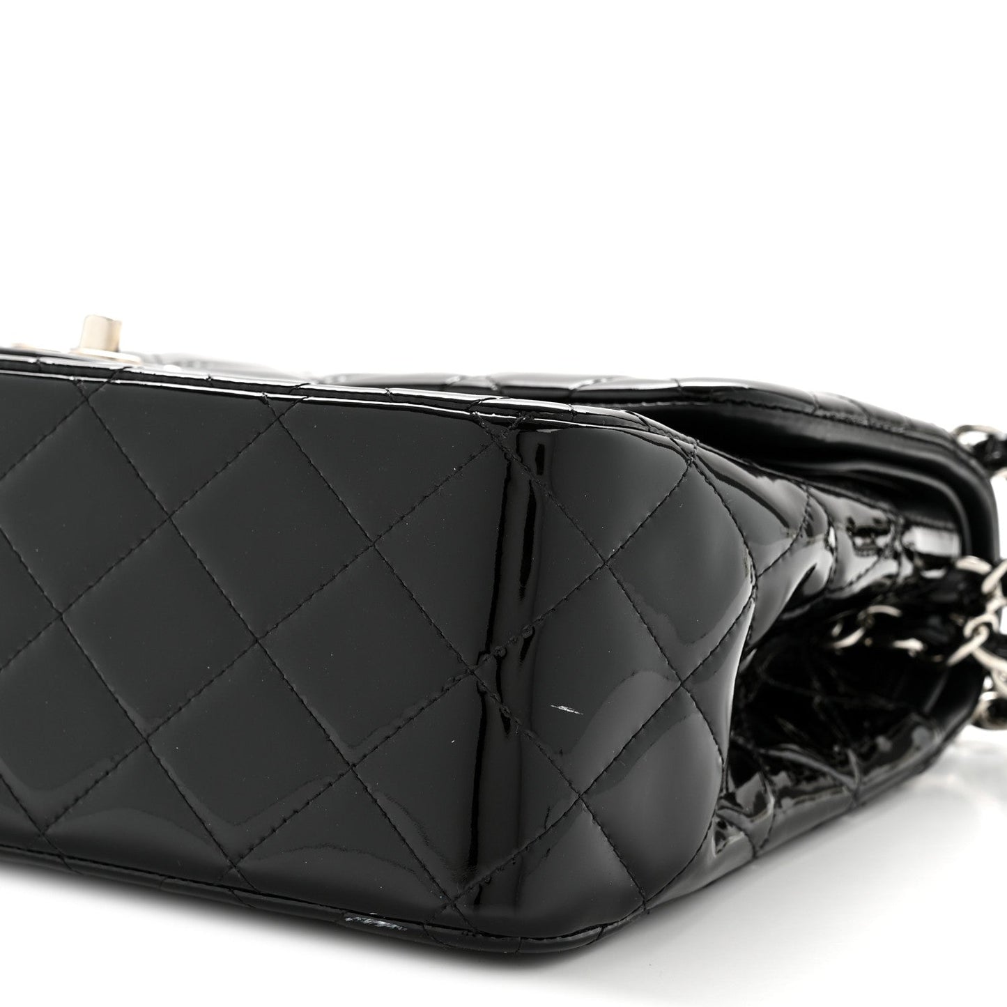 Patent Quilted Jumbo Double Flap Black