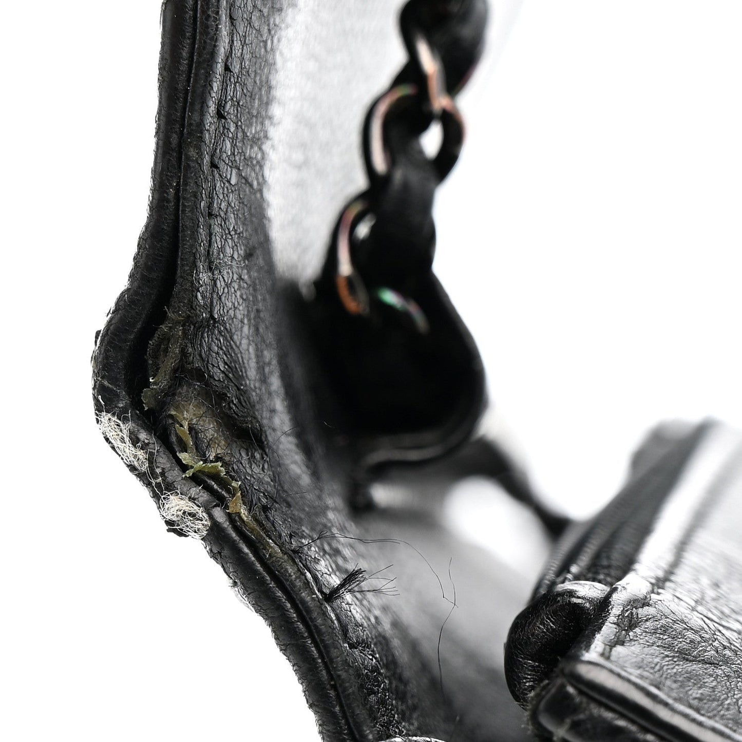 Crumpled Calfskin Quilted Wallet On Chain WOC So Black