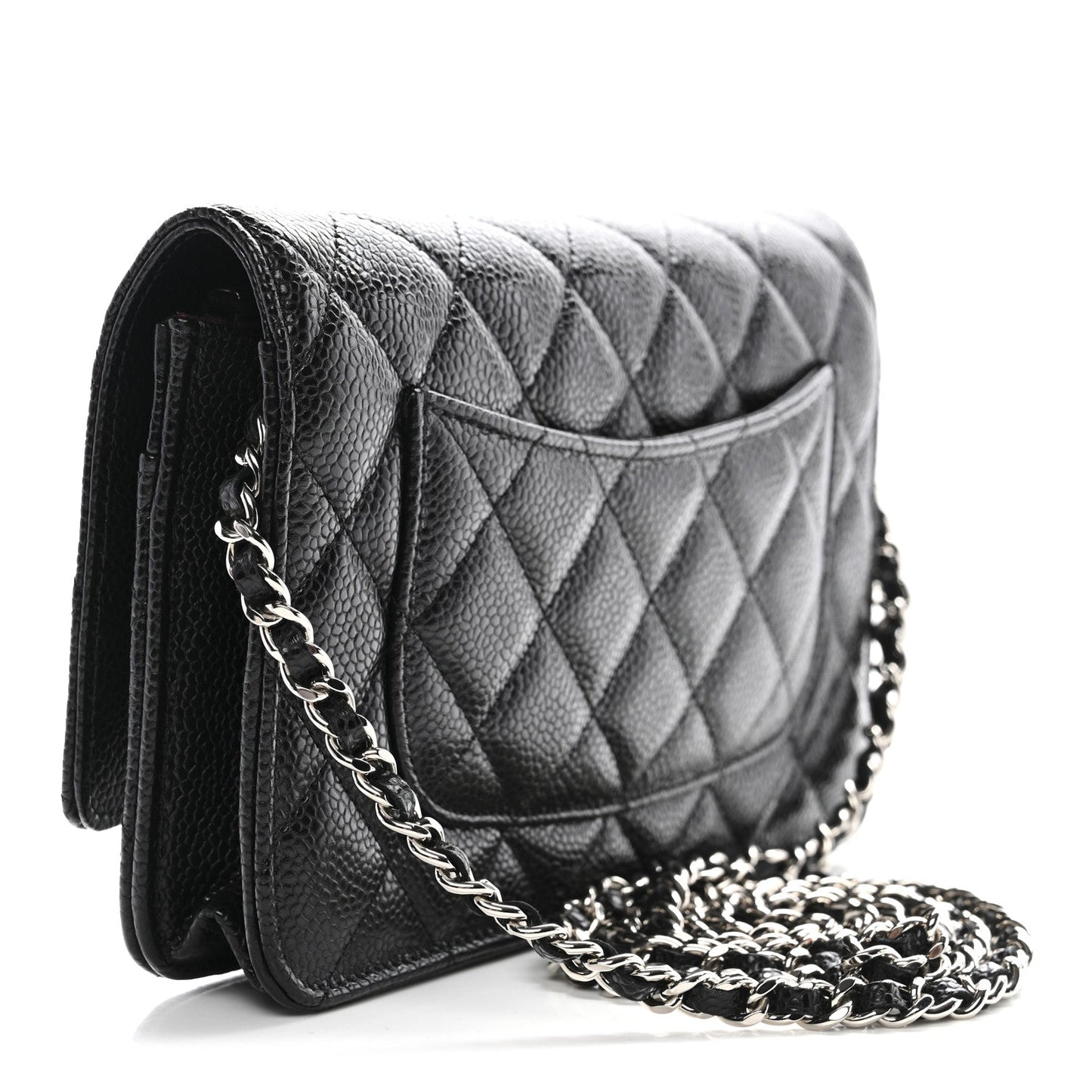 Caviar Quilted Wallet on Chain WOC Black