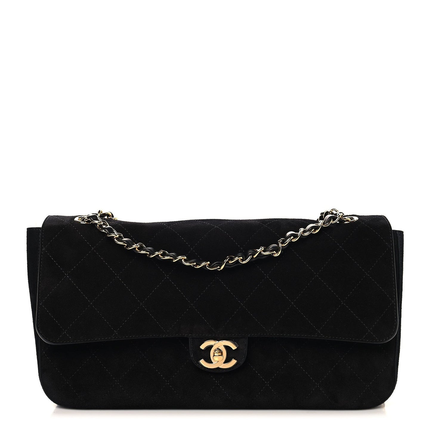 Suede Calfskin Small Souplissimo Maxi Flap Black