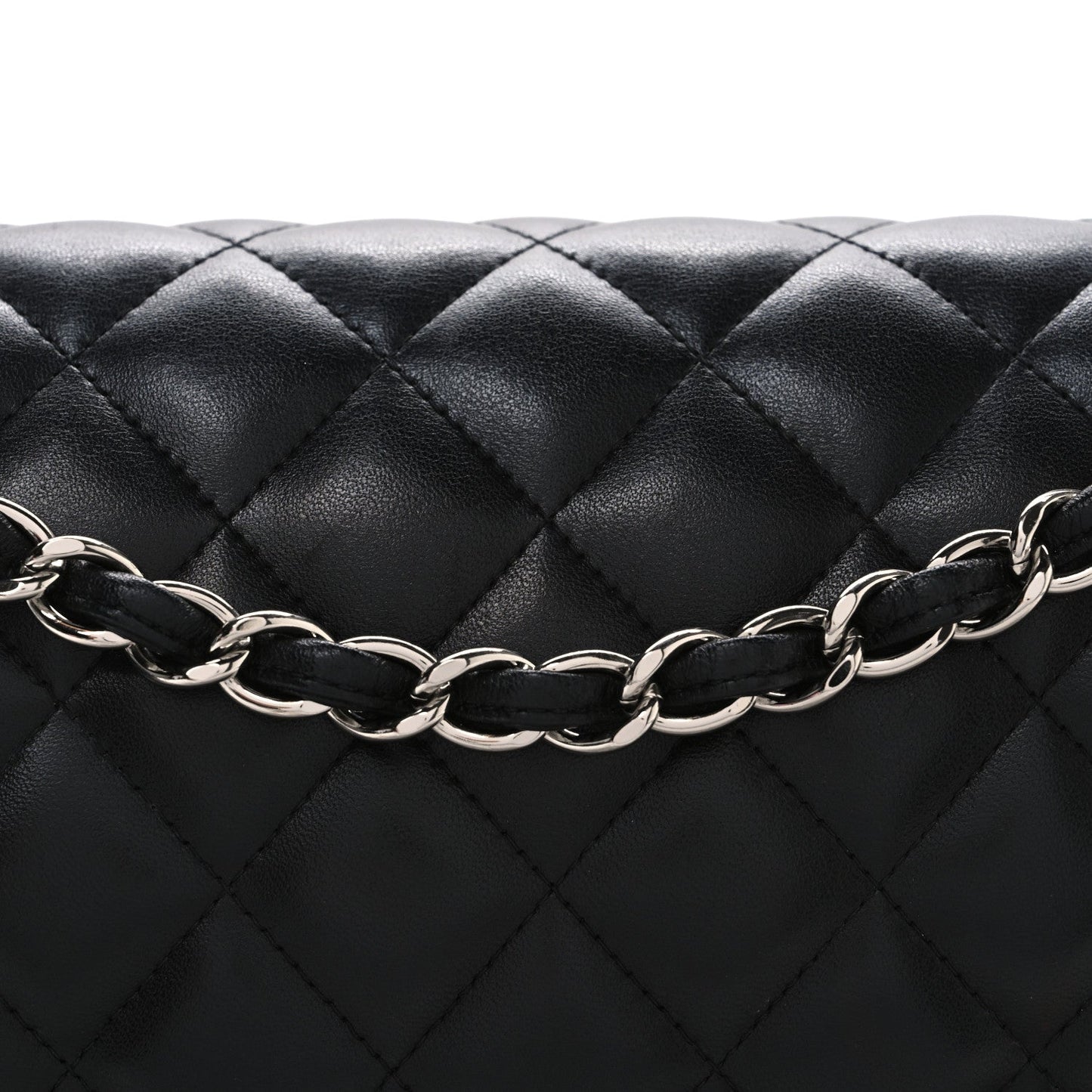 Lambskin Quilted Jumbo Double Flap Black