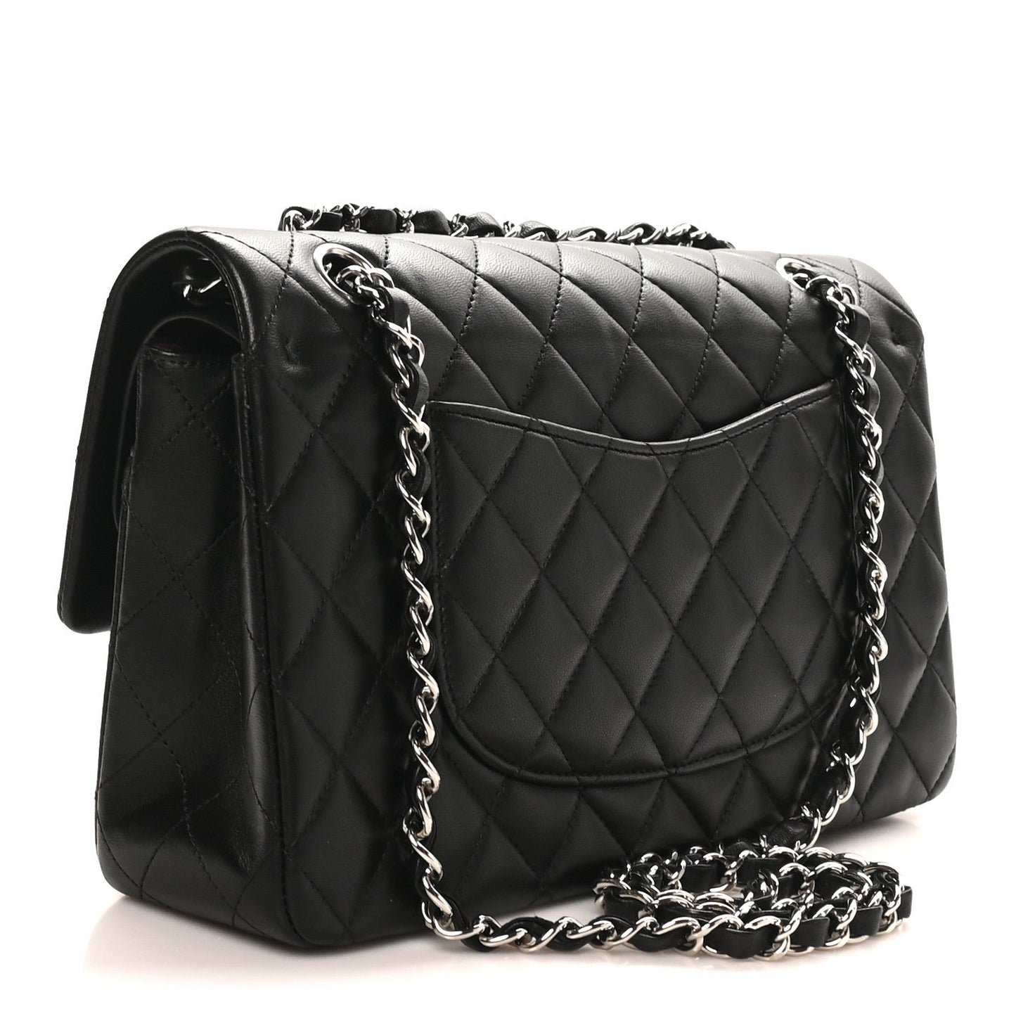 Lambskin Quilted Medium Double Flap Black