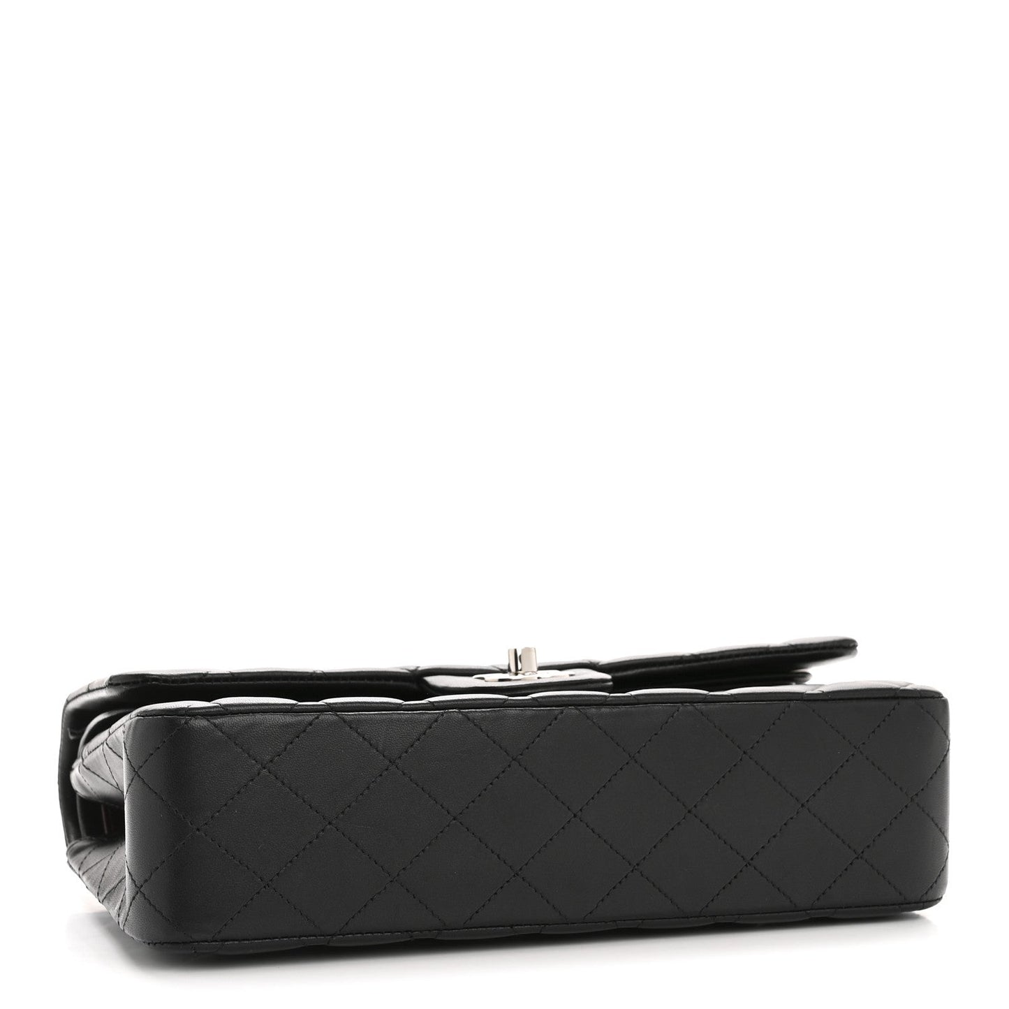 Lambskin Quilted Medium Double Flap Black