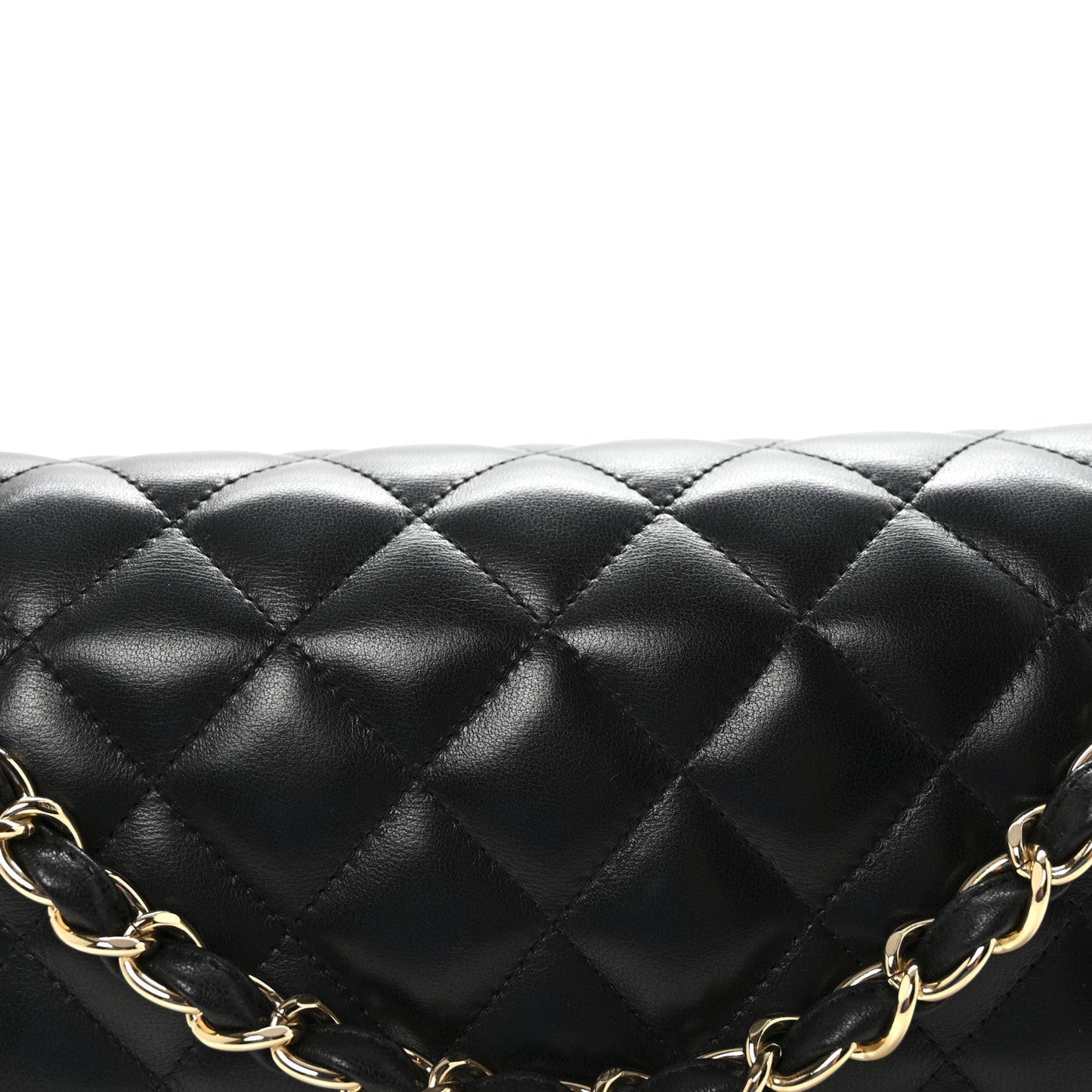 Lambskin Quilted Jumbo Double Flap  Black
