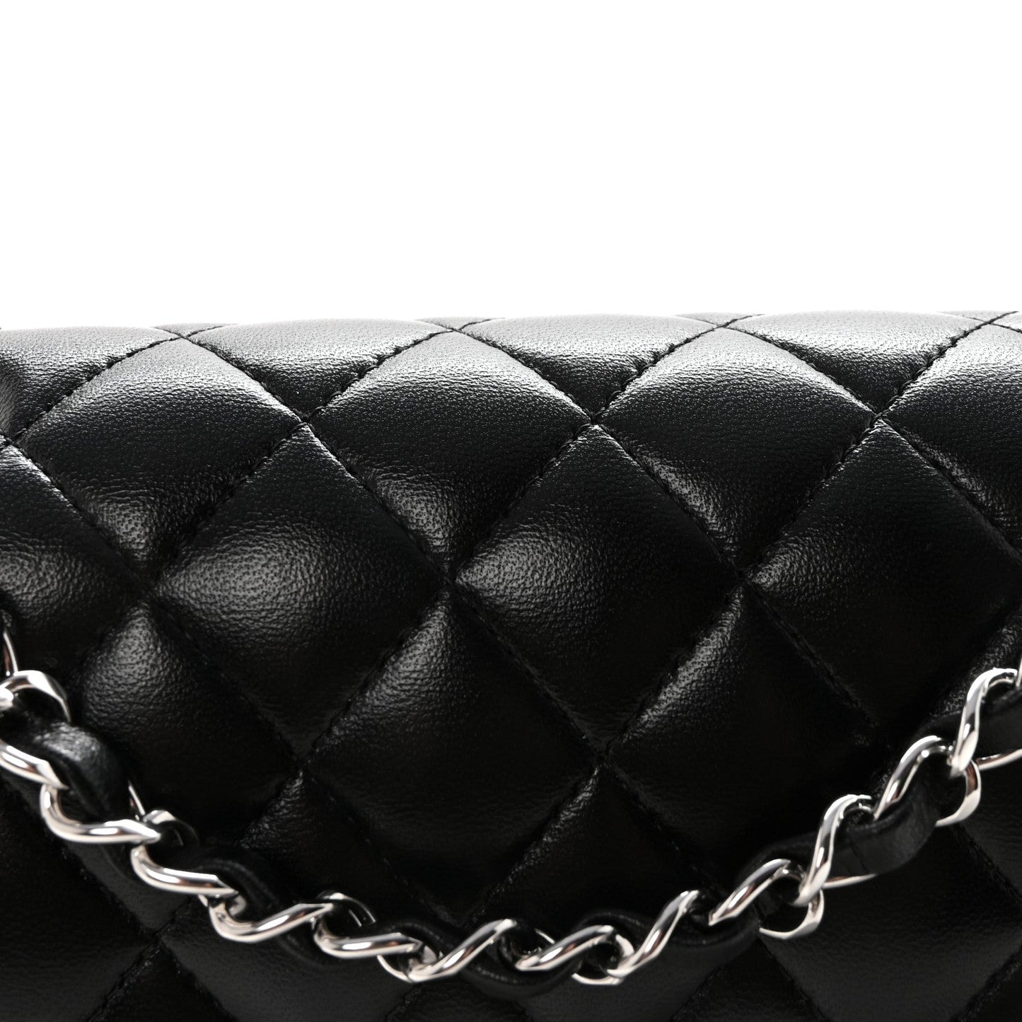 Lambskin Quilted Small Double Flap Black