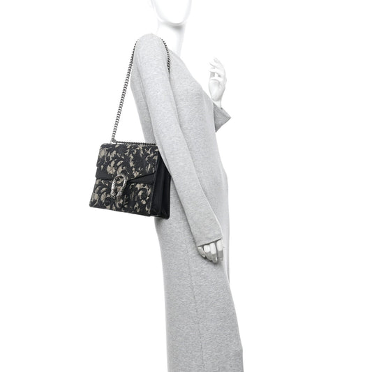 GG Supreme Monogram Arabesque Medium Dionysus Shoulder Bag Black