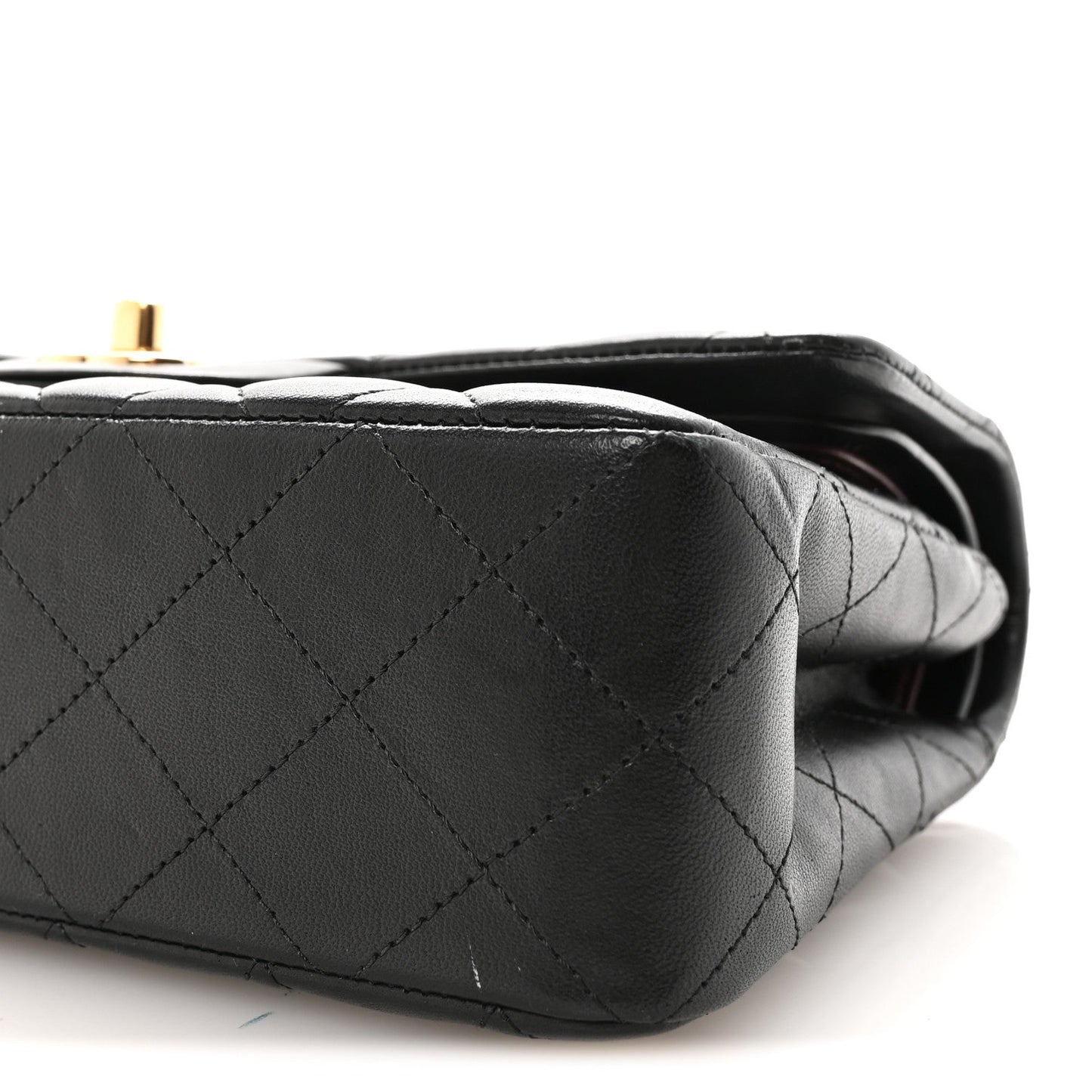 Lambskin Quilted Small Double Flap Black