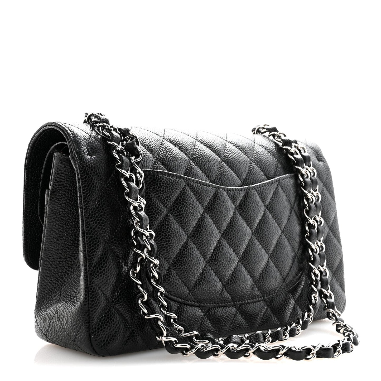Caviar Quilted Medium Double Flap Black