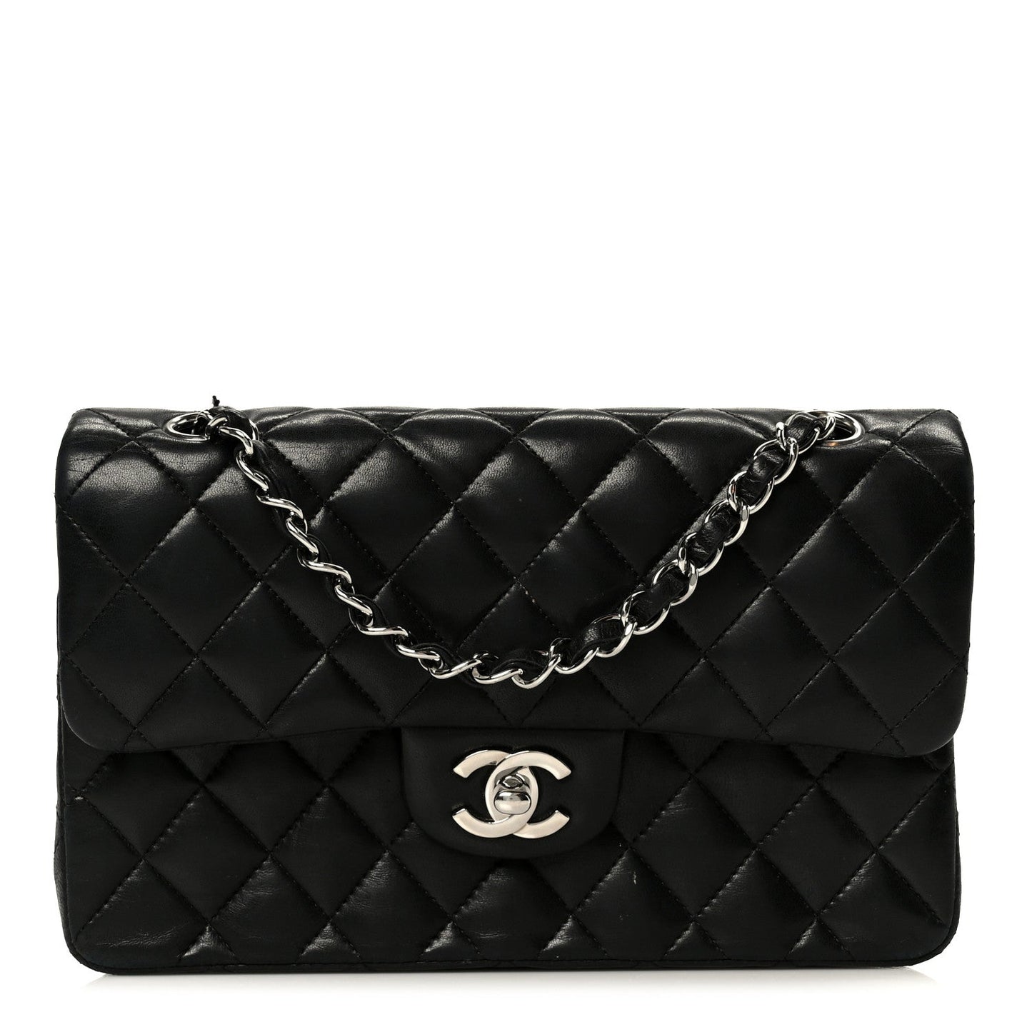 Lambskin Quilted Small Double Flap Black
