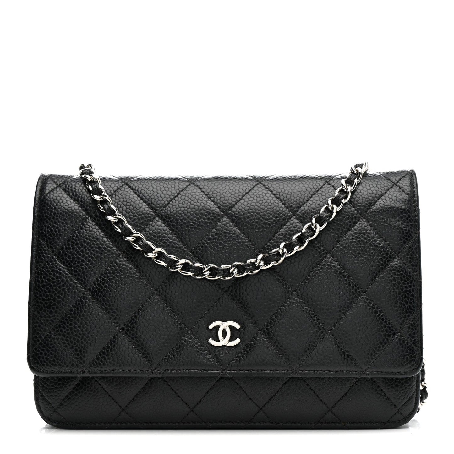 Caviar Quilted Wallet on Chain WOC Black