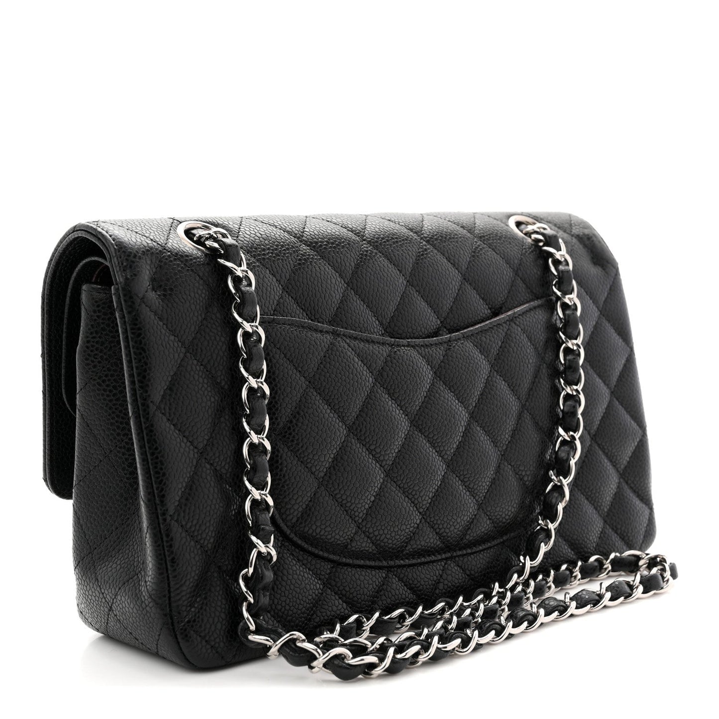 Caviar Quilted Medium Double Flap Black