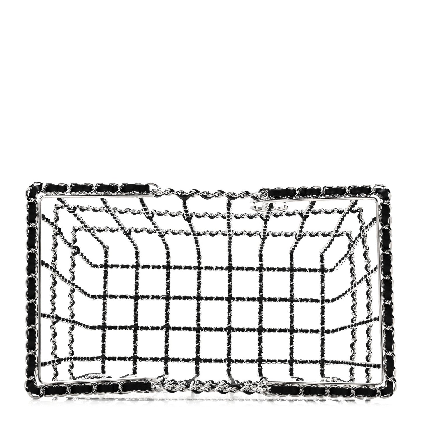 Brass Calfskin Medium Grocery By Chanel Shopping Basket Silver