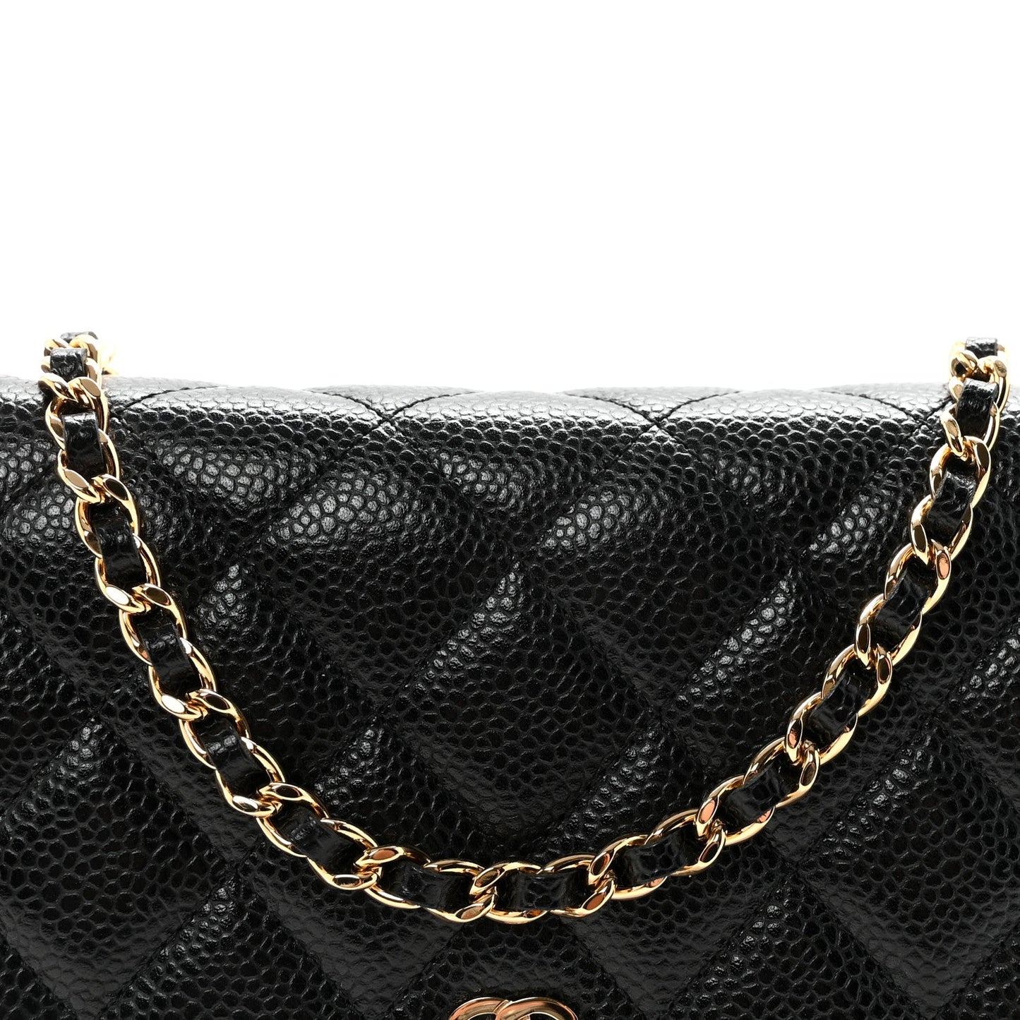 Caviar Quilted Wallet on Chain WOC Black